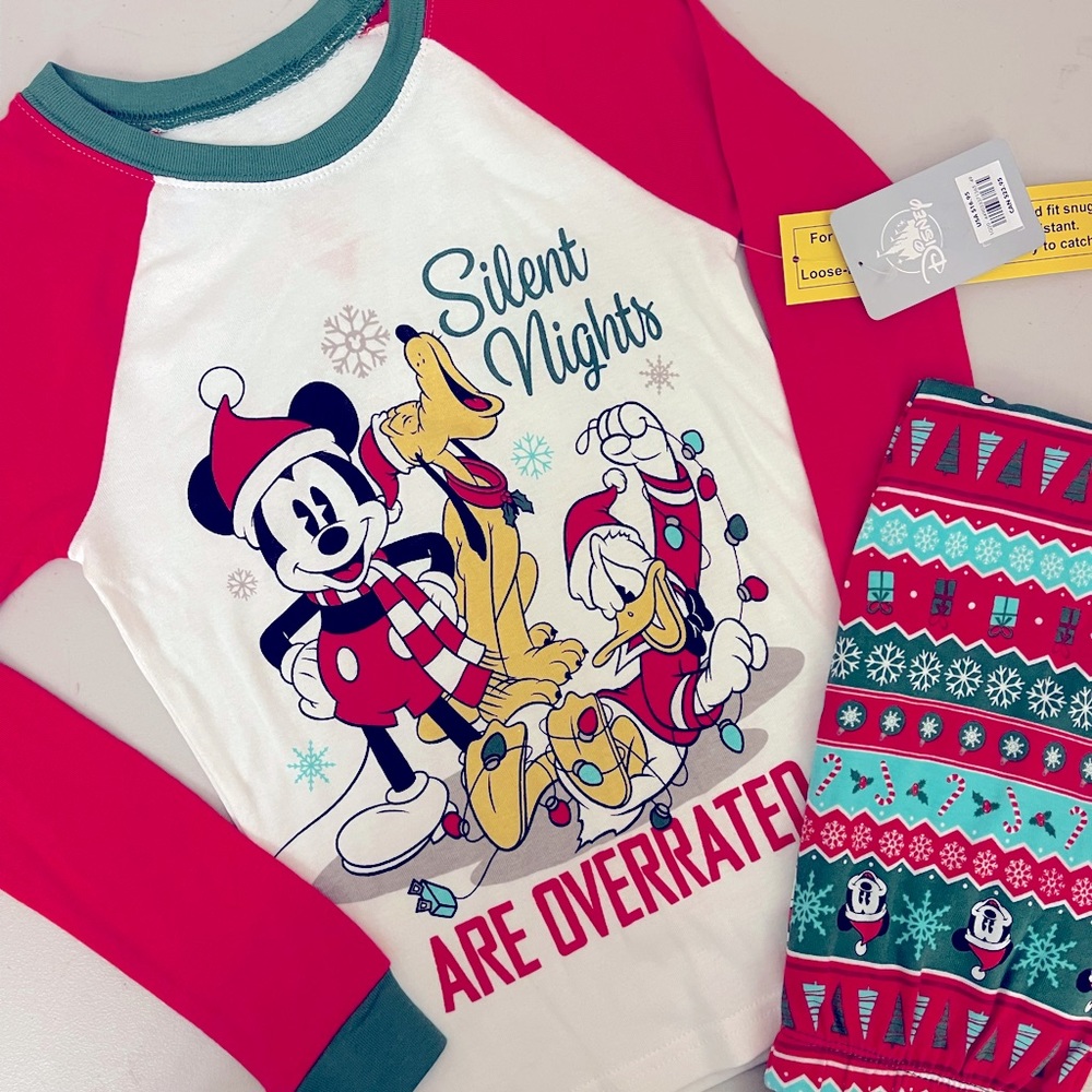 Boys Disney Mickey Pluto Donald Christmas Holiday Size 8 Pajamas Pants Set
